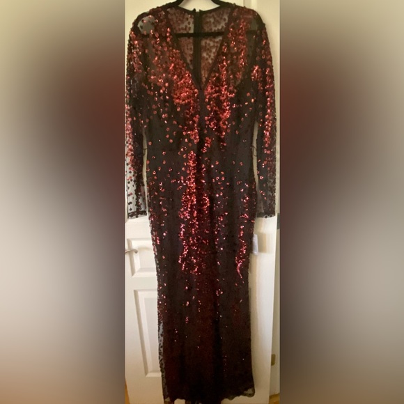 Sweetheart Illusion Mesh Occasion Gown with belt - never worn, size Large - Picture 3 of 3